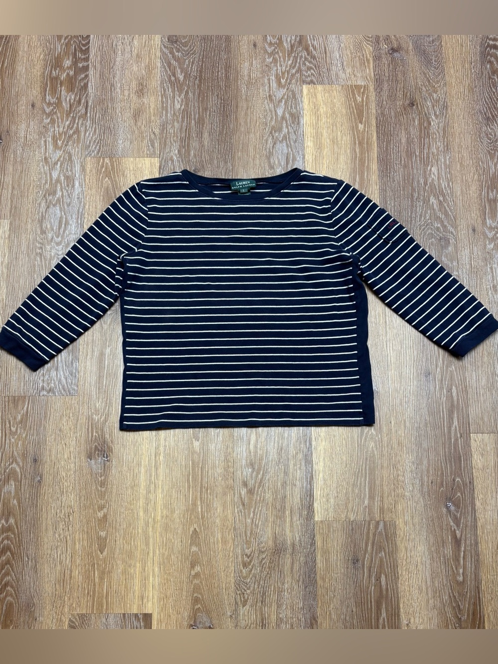 Ralph Lauren Navy and White Striped Long-Sleeve Tee